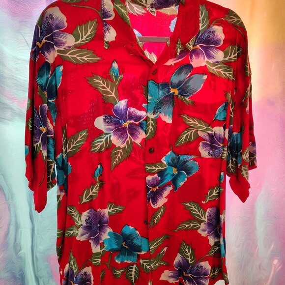 Men's Red Retro Hawaiian Shirt - Picture 2 of 3